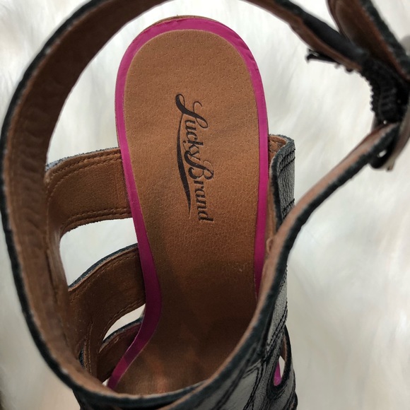 Lucky Brand Penrose Black Leather Platform Wedge - Picture 4 of 8